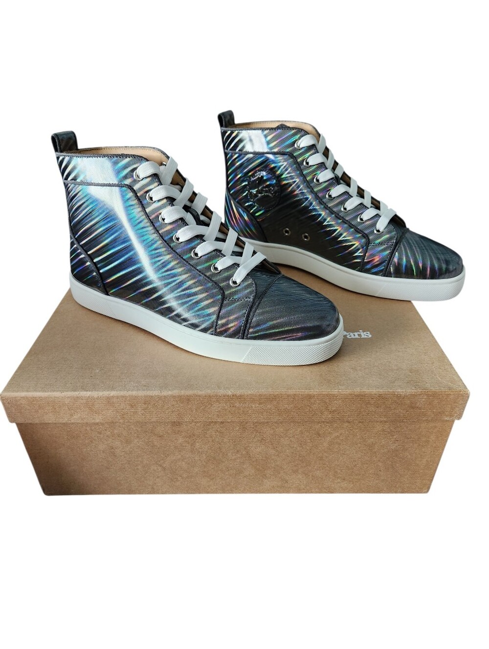 Christian Louboutin Men’s High-Top Grey-Multicolor Brand New EU Size 41.5